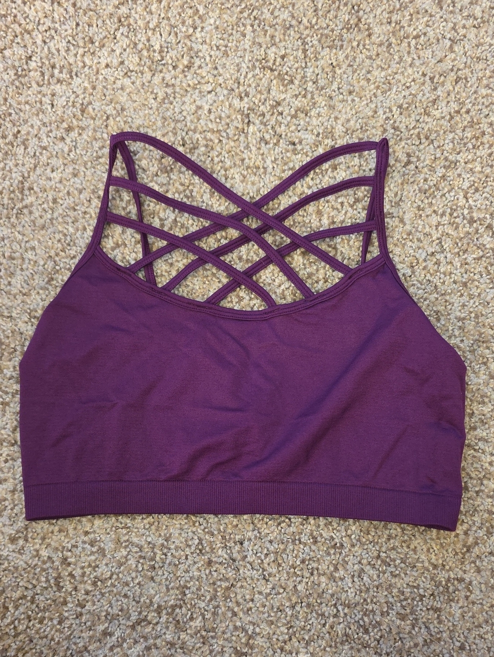 Zenana Outfitters Crisscross Back Sports Bralette - Plum
